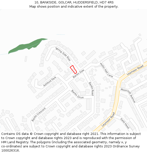 10, BANKSIDE, GOLCAR, HUDDERSFIELD, HD7 4RS: Location map and indicative extent of plot