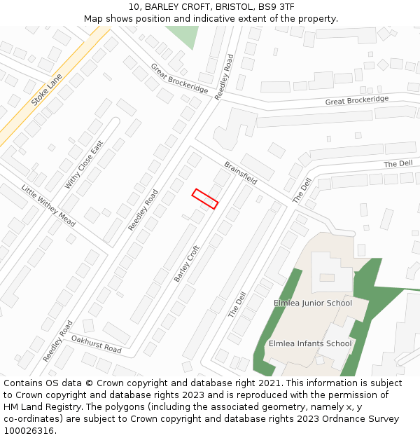 10, BARLEY CROFT, BRISTOL, BS9 3TF: Location map and indicative extent of plot