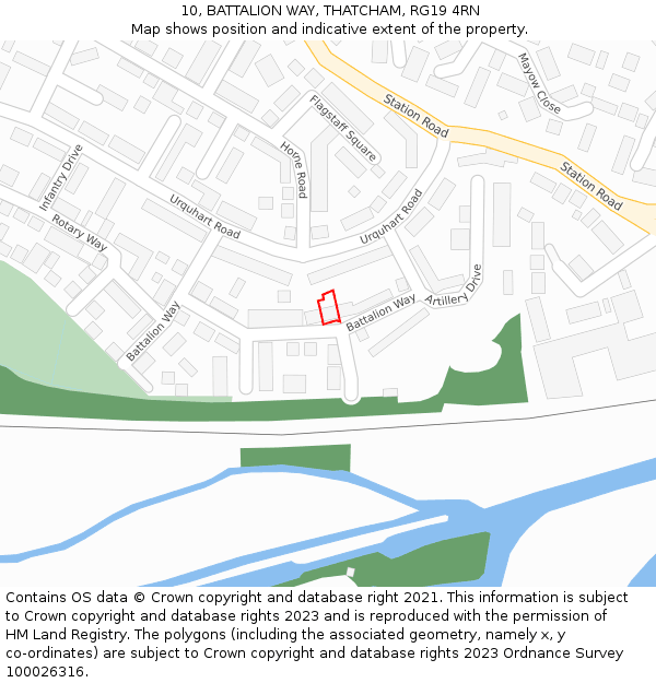 10, BATTALION WAY, THATCHAM, RG19 4RN: Location map and indicative extent of plot