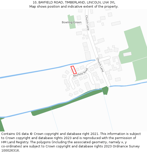 10, BAYFIELD ROAD, TIMBERLAND, LINCOLN, LN4 3YL: Location map and indicative extent of plot