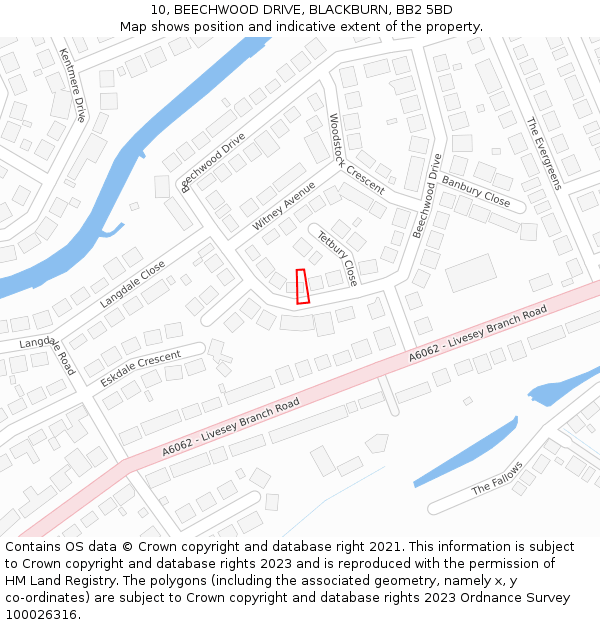 10, BEECHWOOD DRIVE, BLACKBURN, BB2 5BD: Location map and indicative extent of plot