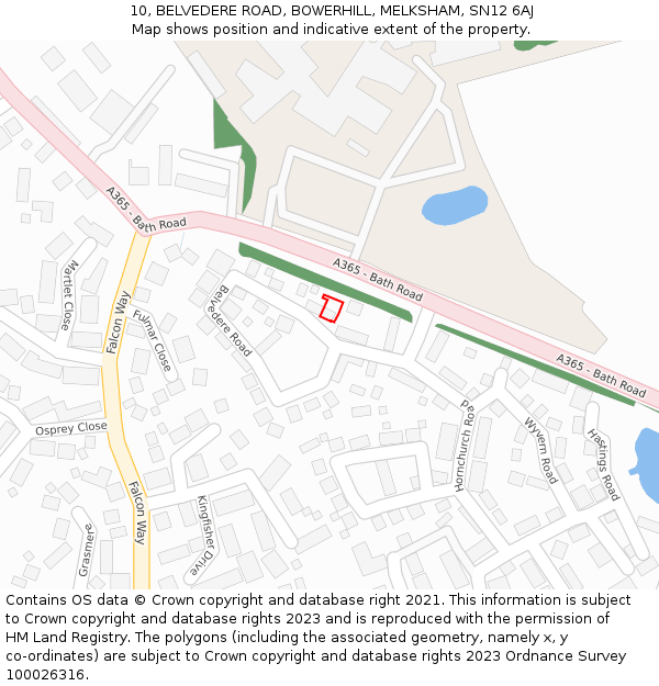 10, BELVEDERE ROAD, BOWERHILL, MELKSHAM, SN12 6AJ: Location map and indicative extent of plot