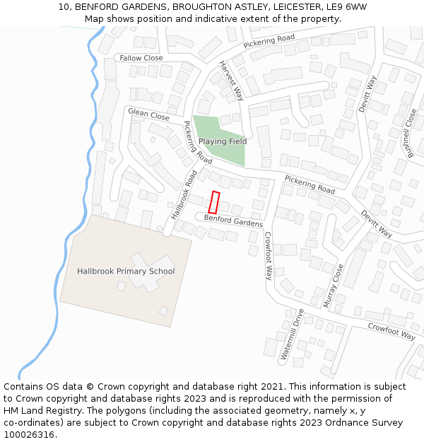 10, BENFORD GARDENS, BROUGHTON ASTLEY, LEICESTER, LE9 6WW: Location map and indicative extent of plot