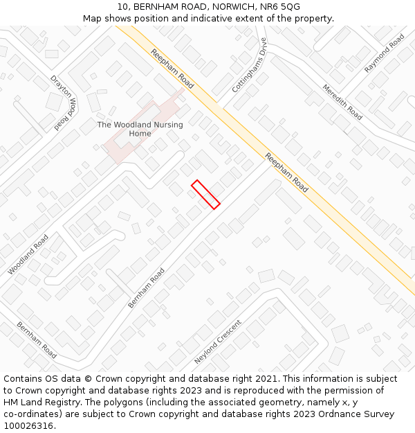 10, BERNHAM ROAD, NORWICH, NR6 5QG: Location map and indicative extent of plot