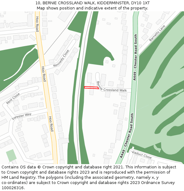 10, BERNIE CROSSLAND WALK, KIDDERMINSTER, DY10 1XT: Location map and indicative extent of plot