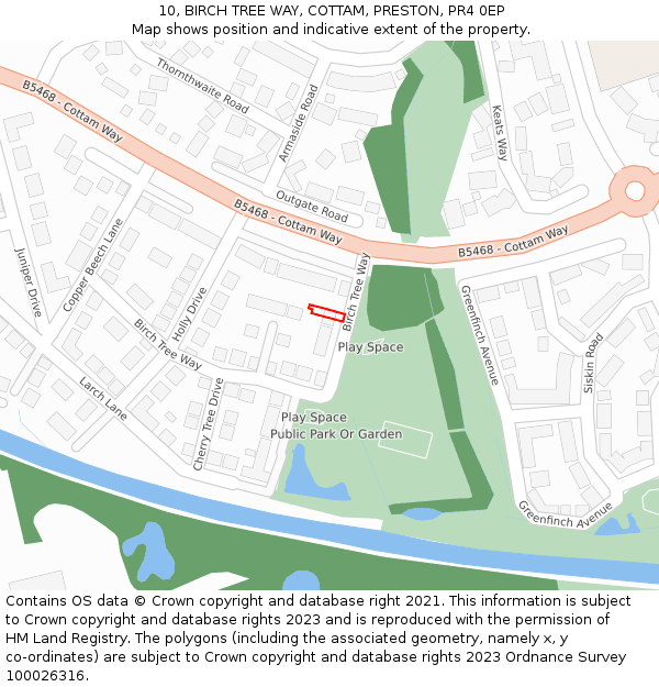 10, BIRCH TREE WAY, COTTAM, PRESTON, PR4 0EP: Location map and indicative extent of plot