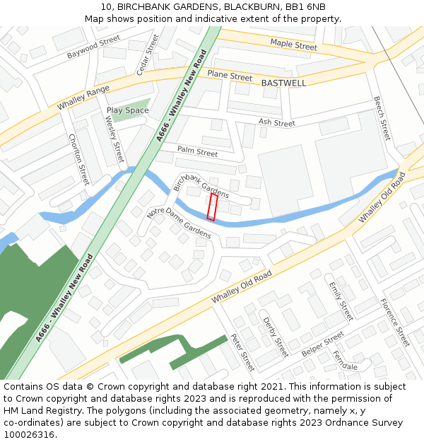 10, BIRCHBANK GARDENS, BLACKBURN, BB1 6NB: Location map and indicative extent of plot
