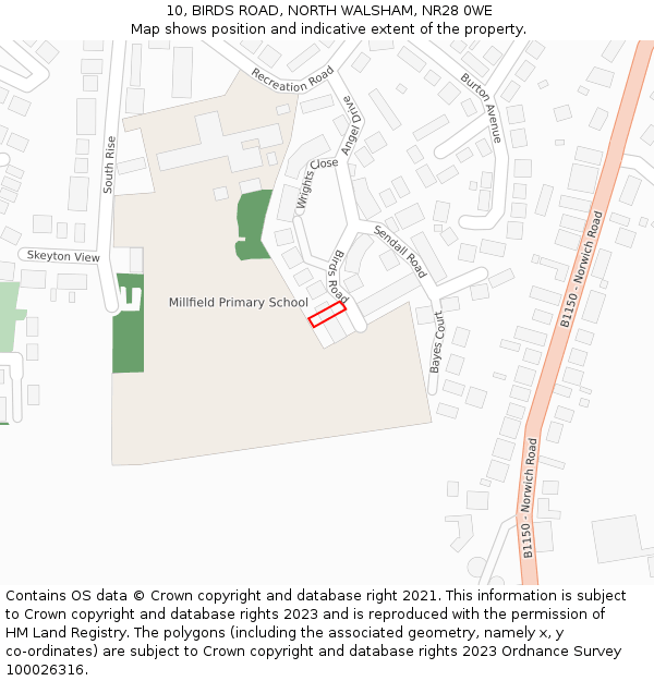 10, BIRDS ROAD, NORTH WALSHAM, NR28 0WE: Location map and indicative extent of plot