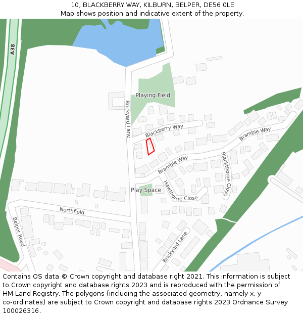 10, BLACKBERRY WAY, KILBURN, BELPER, DE56 0LE: Location map and indicative extent of plot