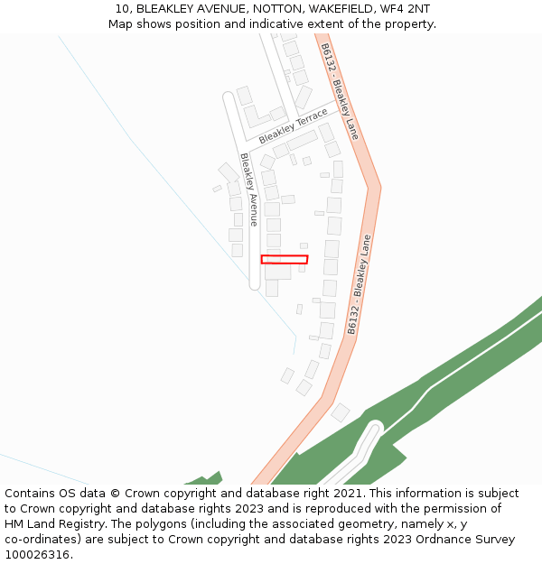 10, BLEAKLEY AVENUE, NOTTON, WAKEFIELD, WF4 2NT: Location map and indicative extent of plot