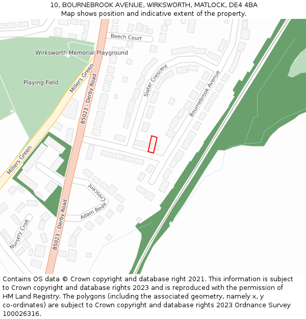 10, BOURNEBROOK AVENUE, WIRKSWORTH, MATLOCK, DE4 4BA: Location map and indicative extent of plot