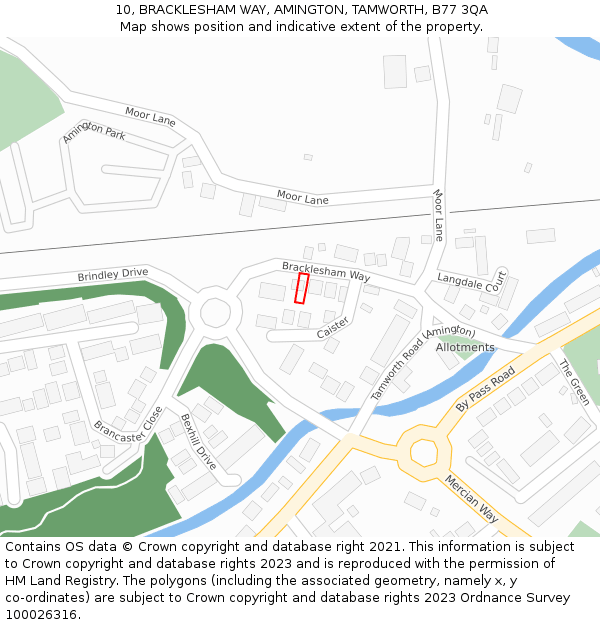 10, BRACKLESHAM WAY, AMINGTON, TAMWORTH, B77 3QA: Location map and indicative extent of plot