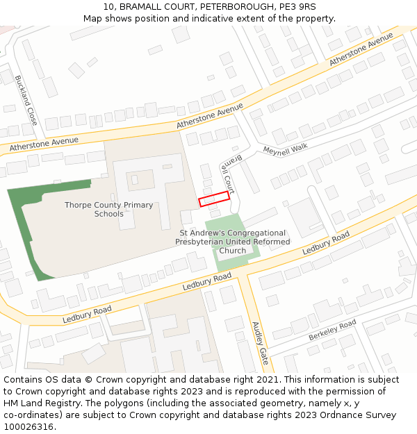 10, BRAMALL COURT, PETERBOROUGH, PE3 9RS: Location map and indicative extent of plot