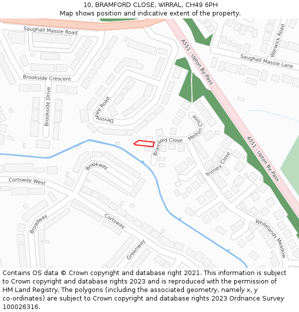 10, BRAMFORD CLOSE, WIRRAL, CH49 6PH: Location map and indicative extent of plot