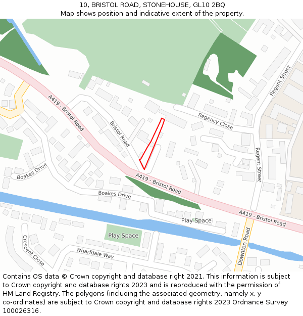 10, BRISTOL ROAD, STONEHOUSE, GL10 2BQ: Location map and indicative extent of plot