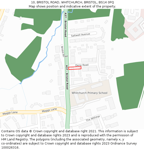 10, BRISTOL ROAD, WHITCHURCH, BRISTOL, BS14 0PQ: Location map and indicative extent of plot