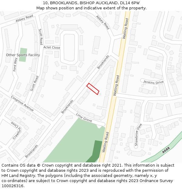 10, BROOKLANDS, BISHOP AUCKLAND, DL14 6PW: Location map and indicative extent of plot