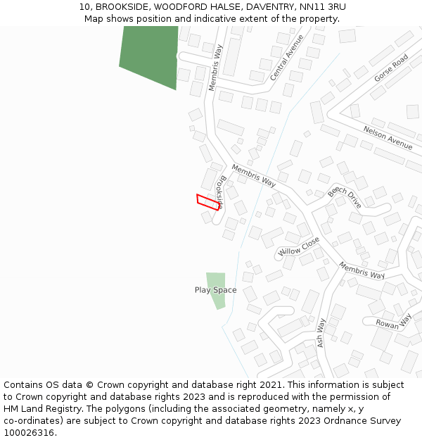 10, BROOKSIDE, WOODFORD HALSE, DAVENTRY, NN11 3RU: Location map and indicative extent of plot
