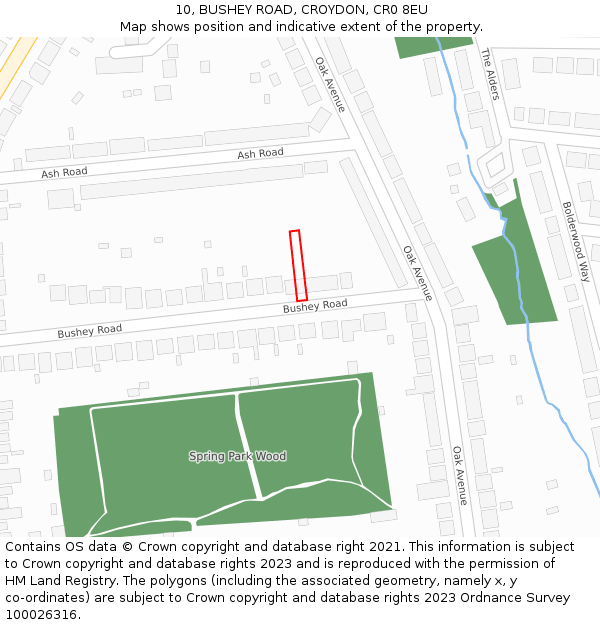 10, BUSHEY ROAD, CROYDON, CR0 8EU: Location map and indicative extent of plot
