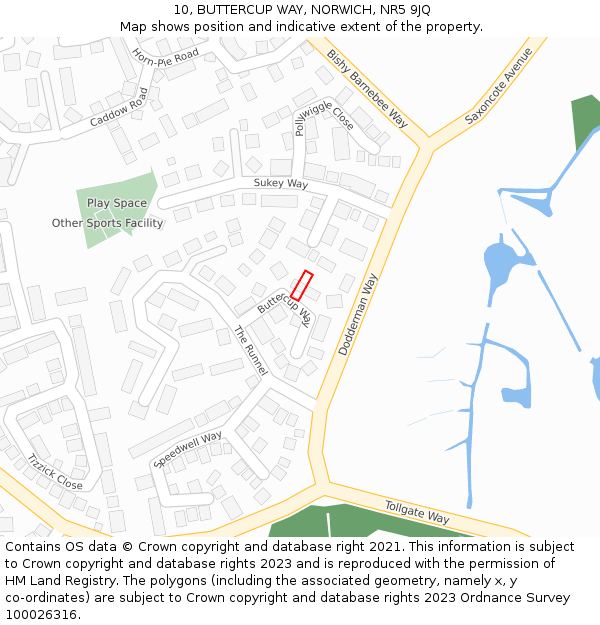 10, BUTTERCUP WAY, NORWICH, NR5 9JQ: Location map and indicative extent of plot