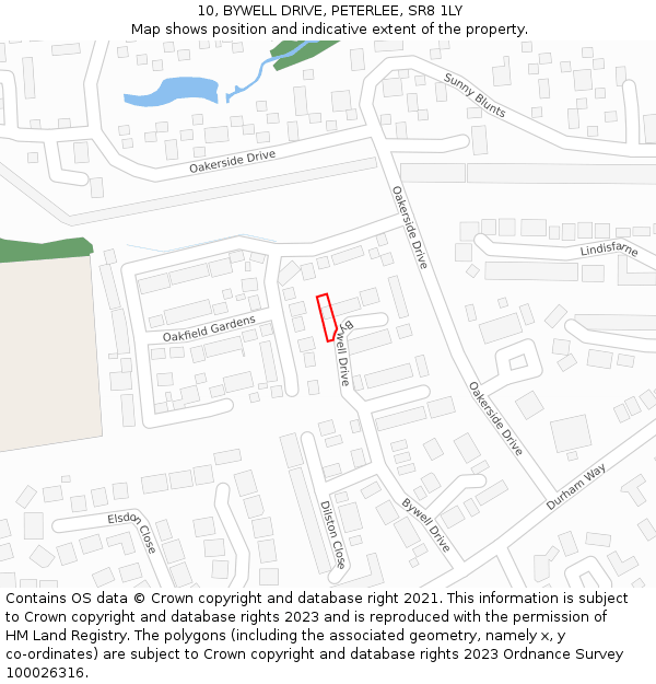10, BYWELL DRIVE, PETERLEE, SR8 1LY: Location map and indicative extent of plot