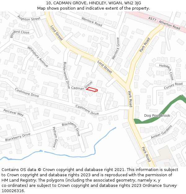 10, CADMAN GROVE, HINDLEY, WIGAN, WN2 3JG: Location map and indicative extent of plot
