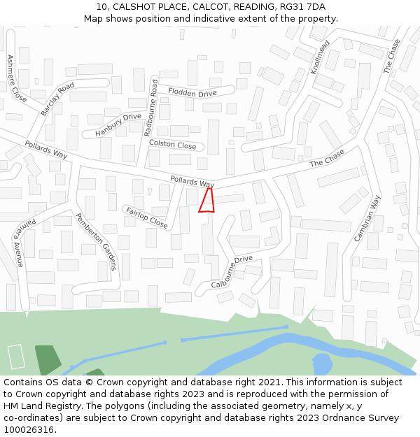10, CALSHOT PLACE, CALCOT, READING, RG31 7DA: Location map and indicative extent of plot