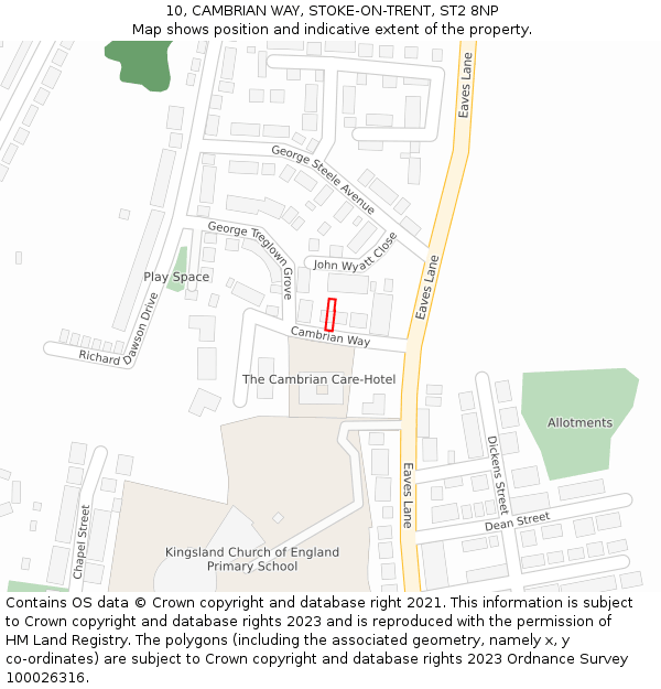 10, CAMBRIAN WAY, STOKE-ON-TRENT, ST2 8NP: Location map and indicative extent of plot