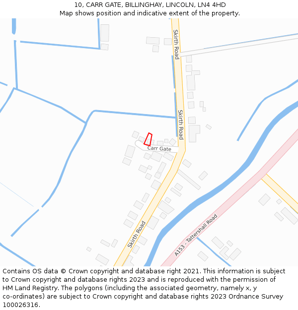 10, CARR GATE, BILLINGHAY, LINCOLN, LN4 4HD: Location map and indicative extent of plot
