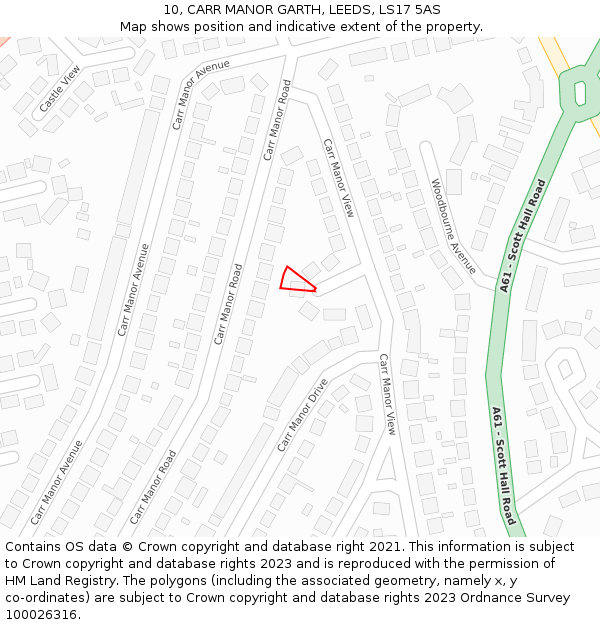 10, CARR MANOR GARTH, LEEDS, LS17 5AS: Location map and indicative extent of plot