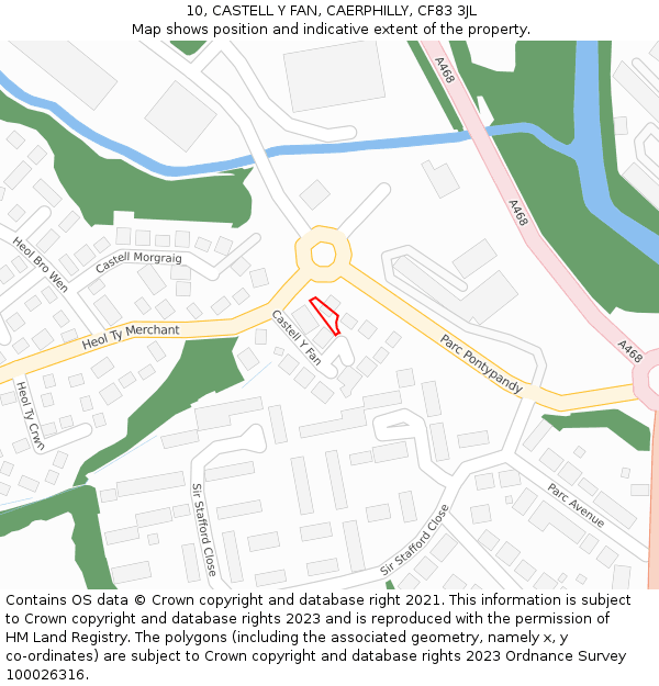 10, CASTELL Y FAN, CAERPHILLY, CF83 3JL: Location map and indicative extent of plot