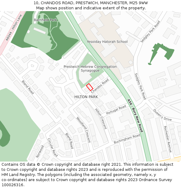 10, CHANDOS ROAD, PRESTWICH, MANCHESTER, M25 9WW: Location map and indicative extent of plot