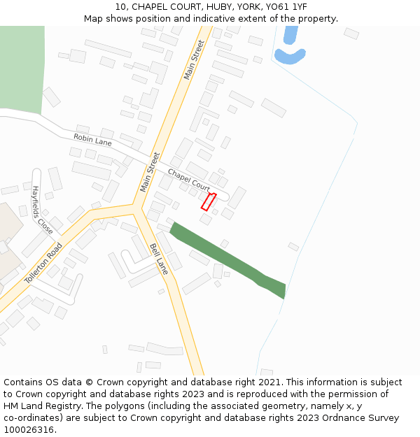 10, CHAPEL COURT, HUBY, YORK, YO61 1YF: Location map and indicative extent of plot