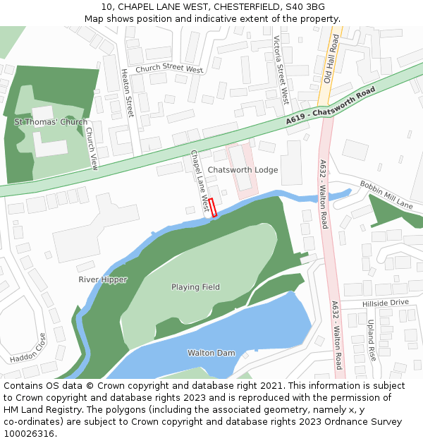 10, CHAPEL LANE WEST, CHESTERFIELD, S40 3BG: Location map and indicative extent of plot