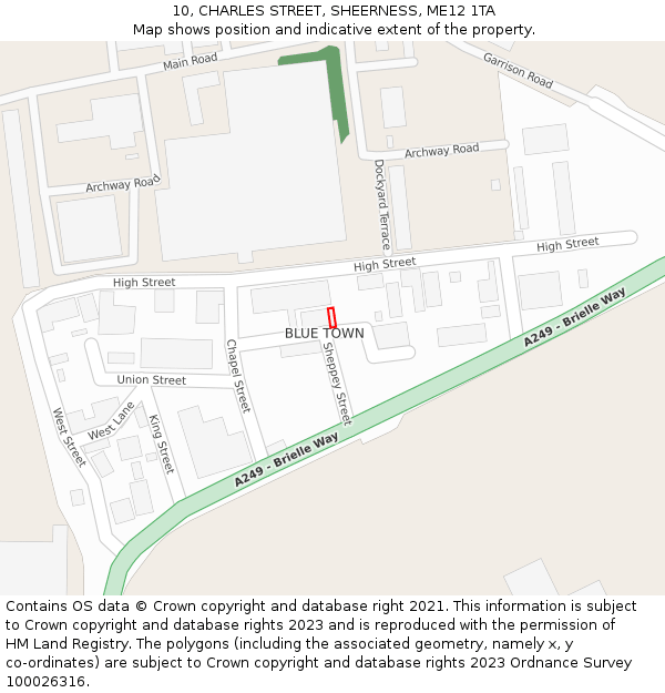 10, CHARLES STREET, SHEERNESS, ME12 1TA: Location map and indicative extent of plot