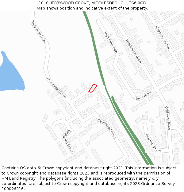 10, CHERRYWOOD GROVE, MIDDLESBROUGH, TS6 0GD: Location map and indicative extent of plot