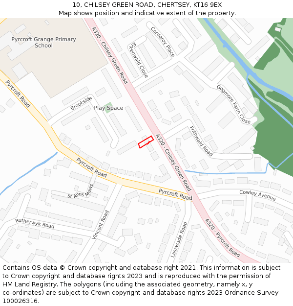 10, CHILSEY GREEN ROAD, CHERTSEY, KT16 9EX: Location map and indicative extent of plot