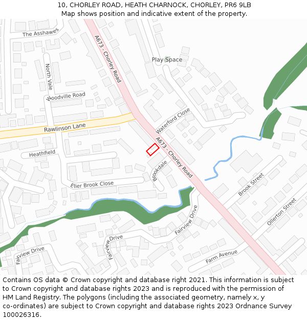 10, CHORLEY ROAD, HEATH CHARNOCK, CHORLEY, PR6 9LB: Location map and indicative extent of plot