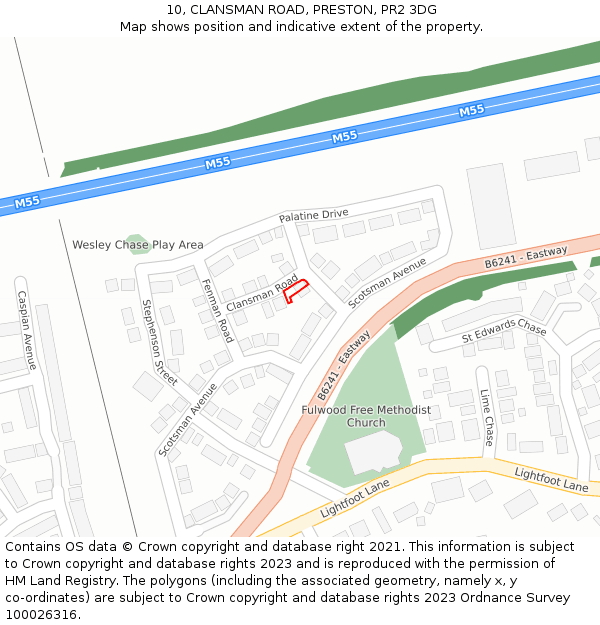 10, CLANSMAN ROAD, PRESTON, PR2 3DG: Location map and indicative extent of plot