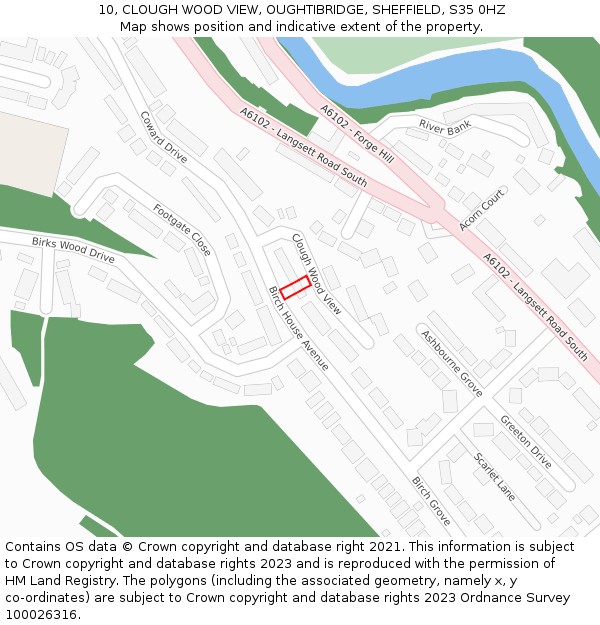 10, CLOUGH WOOD VIEW, OUGHTIBRIDGE, SHEFFIELD, S35 0HZ: Location map and indicative extent of plot