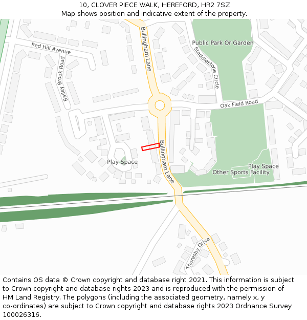 10, CLOVER PIECE WALK, HEREFORD, HR2 7SZ: Location map and indicative extent of plot