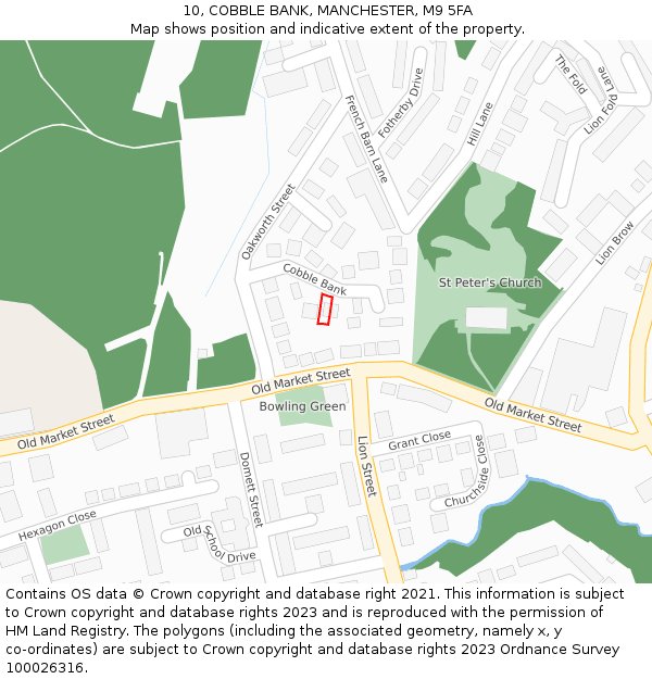 10, COBBLE BANK, MANCHESTER, M9 5FA: Location map and indicative extent of plot