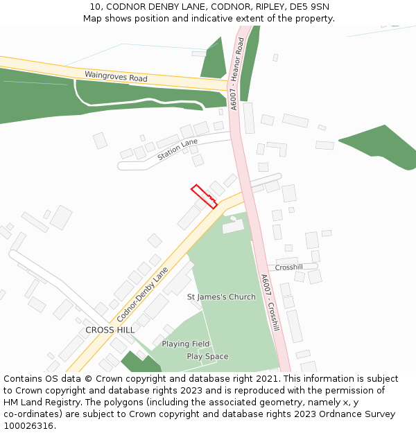 10, CODNOR DENBY LANE, CODNOR, RIPLEY, DE5 9SN: Location map and indicative extent of plot