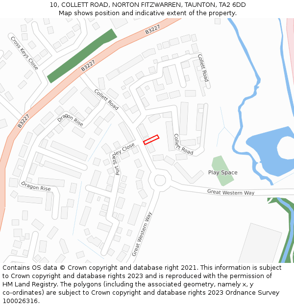 10, COLLETT ROAD, NORTON FITZWARREN, TAUNTON, TA2 6DD: Location map and indicative extent of plot