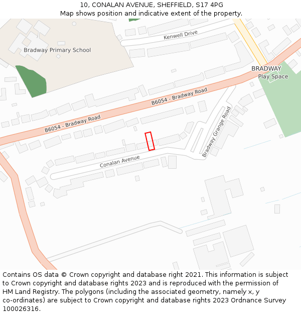 10, CONALAN AVENUE, SHEFFIELD, S17 4PG: Location map and indicative extent of plot