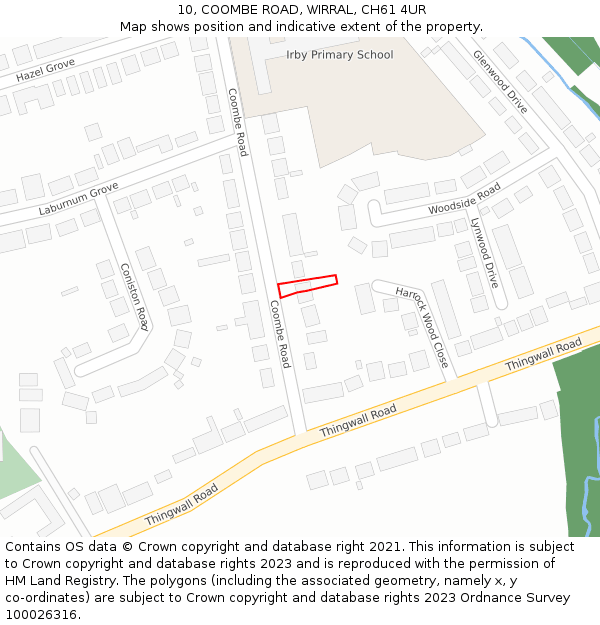 10, COOMBE ROAD, WIRRAL, CH61 4UR: Location map and indicative extent of plot