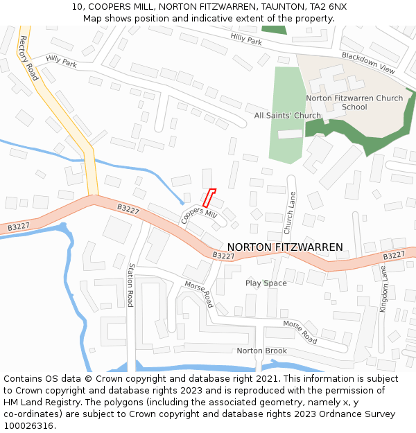 10, COOPERS MILL, NORTON FITZWARREN, TAUNTON, TA2 6NX: Location map and indicative extent of plot