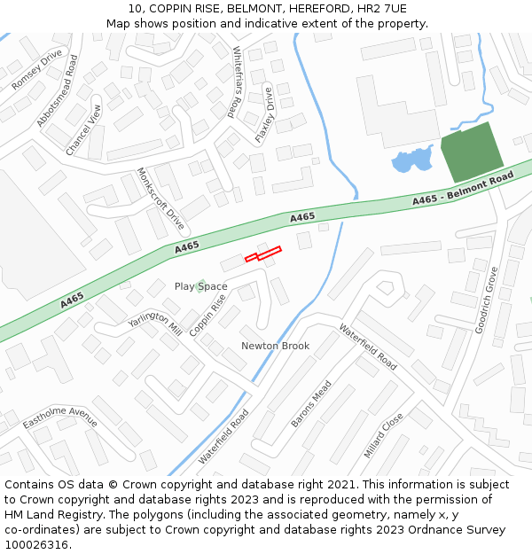 10, COPPIN RISE, BELMONT, HEREFORD, HR2 7UE: Location map and indicative extent of plot