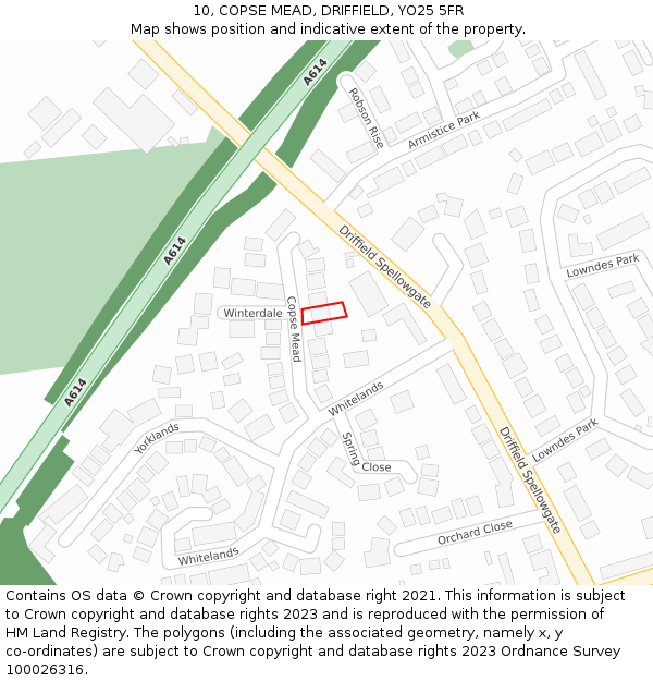 10, COPSE MEAD, DRIFFIELD, YO25 5FR: Location map and indicative extent of plot