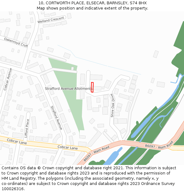 10, CORTWORTH PLACE, ELSECAR, BARNSLEY, S74 8HX: Location map and indicative extent of plot